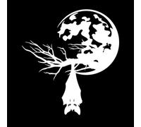 Stickers muraux en vinyle Chauve-souris nocturne, animal, branche d'arbre, pleine lune 72x78.1cm Étanche Blanc