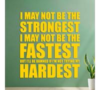 Stickers muraux en vinyle Citations inspirantes sur l'exercice le plus rapide et le plus difficile pour les centres de fitness 42x46.3cm Amovible sans laisser de colle Jaune