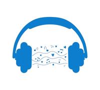 Stickers muraux en vinyle Écouteurs avec cœur et notes de musique pour la Saint-Valentin 49.4x66cm Décoration de carrosserie Bleu