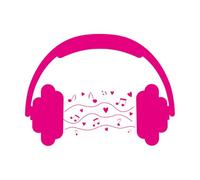 Stickers muraux en vinyle Écouteurs avec cœur et notes de musique pour la Saint-Valentin 49.4x66cm N'abîme pas le mur RoseRouge