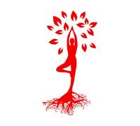Stickers muraux en vinyle Fille de yoga, feuilles d'arbre, racines, méditation, détente 54x102.5cm Peinture murale artistique RoseRouge