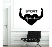 Stickers Muraux En Vinyle Fitness Cardio Exercice Gym Musculation Décoration Meilleur Cadeau Pour Les Amateurs De Fitness 80X57Cm