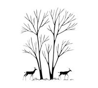 Stickers muraux en vinyle Forêt, paysage naturel, famille de cerfs 34x43.8cm Ne se décolle pas Noir