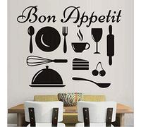 Stickers Muraux En Vinyle Français Bon Appetit, Art De La Cuisine, Art Des Autocollants Muraux De Cuisine, Autocollants Diy Détachables Art Mural Décoration De La Maison 74 * 58 Cm