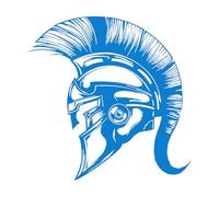 Stickers muraux en vinyle Guerrier grec antique Sparte, bouclier, lance, casque spartiate 54x54.1cm Personnalisation Bleu