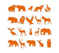 Stickers muraux en vinyle image de silhouette d'animal clipart de silhouette d'animal 42x42.5cm Embellissement mural Orange