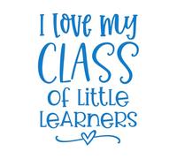 Stickers muraux en vinyle J'adore ma classe de petits élèves (Inspirant) 68x89.5cm Personnalisation Bleu