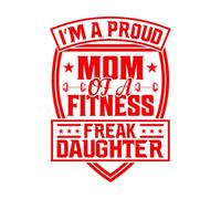 Stickers muraux en vinyle Je suis une maman fière d'une fille passionnée de fitness. Illustration pour la fête des mères, salle de sport. 57.6x78.7cm Peinture murale artistique Rouge
