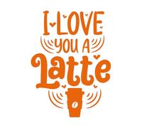 Stickers muraux en vinyle Je t'aime comme un café latte (citations) 49.4x65.8cm Étanche Orange
