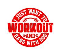Stickers muraux en vinyle Je veux juste faire du sport et passer du temps avec des chiens. 42x49cm Fourni avec un kit de film de transfert Rouge