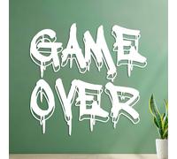 Stickers muraux en vinyle Jeu vidéo Game Over Boy 54.6x56.5cm Décoration artistique Blanc