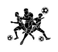 Stickers muraux en vinyle Joueurs d'équipe sportive de football 51x58.5cm Embellissement mural Noir