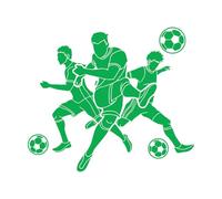 Stickers muraux en vinyle Joueurs d'équipe sportive de football 51x58.5cm Installation facile Vert