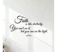 Stickers muraux en vinyle La foi est comme l'électricité : on ne peut pas la voir, mais on peut voir la lumière. 54.6x102.1cm Fourni avec un kit de film de transfert Noir