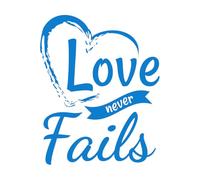 Stickers muraux en vinyle L'amour ne périt jamais, citations typographiques, versets bibliques, paroles de motivation, affiche chrétienne 52x65.3cm Étanche Bleu