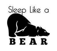 Stickers muraux en vinyle Lettrage animal grizzly « Dors comme un ours » 36x39.5cm Installation facile Noir