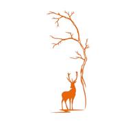 Stickers muraux en vinyle Magnifique arbre à cerfs, animal naturel, chasse 42x99.5cm Culture du tatouage Orange