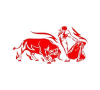Stickers muraux en vinyle Matador Taureau Animal Corrida Espagnole 42x84.3cm Culture du tatouage Rouge