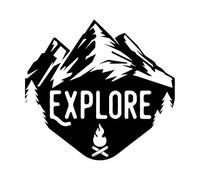Stickers muraux en vinyle Montagnes Explorer Camping Voyage Découvrir 54x57.4cm N'abîme pas le mur Noir