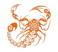 Stickers muraux en vinyle Ornement animalier Scorpion tribal 36x36.1cm Personnalisation Orange