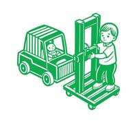 Stickers muraux en vinyle personnage de dessin animé de chargeuse sur chariot élévateur 67.2x70.7cm Peinture murale artistique Vert