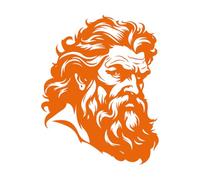 Stickers muraux en vinyle Personnage mythologique grec en colère, dessin vintage à la main 40x51cm Étanche Orange