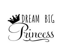 Stickers muraux en vinyle Princesse Dream Big Crown Girl 30x50.3cm Modification et ajout d'informations possibles Noir