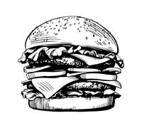 Stickers muraux en vinyle Restaurant de restauration rapide, café, burger frais 34x37.9cm Ne se décolle pas Noir