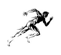 Stickers muraux en vinyle Running Man Athlète Sport Feu 34x41.6cm Étanche Noir