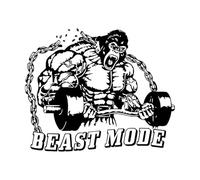 Stickers muraux en vinyle Salle de motivation avec logo Gorilla Fitnesscenter Beast Mode 34x41.3cm Stickers pour vitres Noir