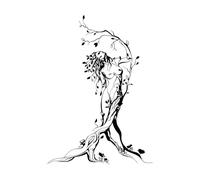 Stickers muraux en vinyle Sex-appeal féerique Fille chaude Arbre Naturel 34x48cm Stickers pour vitres Noir