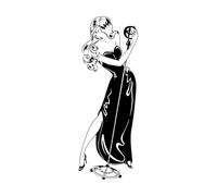 Stickers muraux en vinyle sex-appeal Femme Robe Rétro Musique Chanteuse 28x76.5cm Décoration artistique Noir