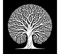 Stickers muraux en vinyle silhouette de l'arbre de vie, symbole de la sagesse ancestrale 67.2x68cm Personnalisation Blanc