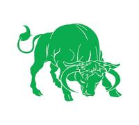 Stickers muraux en vinyle Taureau à cornes, animal agressif, corrida 51x68.3cm Stickers pour vitres Vert