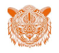 Stickers muraux en vinyle un tigre orné de motifs 54.6x56cm Peinture murale artistique Orange