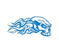 Stickers muraux en vinyle Voiture, moto ou camion à tête de mort enflammée 50.4x111cm Stickers pour vitres Bleu