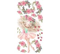 Stickers Muraux Enfant Fille Fleurs Ballerine - XXL 160x90 cm - Adhésif Stickers Murals Chambre Bébé Décoratif
