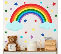 Stickers muraux - Enfants - Arc en ciel étoile - PVC non toxique - 70x50cm - Décoration chambre