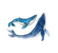stickers muraux enfants,Autocollants de baleine de ciel étoilé, autocollants muraux d'animaux marins de baleine de ciel étoilé de chambre d'enfants