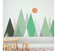 Stickers muraux Enfants - Décoration Chambre bébé - Autocollant Sticker Mural géant Enfant Montagnes scandinaves PIAKA - 80x120cm