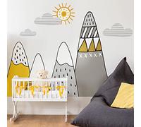 Stickers muraux Enfants - Décoration Chambre bébé - Autocollant Sticker Mural géant Enfant Montagnes scandinaves ATIKA - 90x135cm