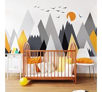 Stickers muraux Enfants - Décoration Chambre bébé - Autocollant Sticker Mural géant Enfant Montagnes scandinaves Alaska - 60x90cm