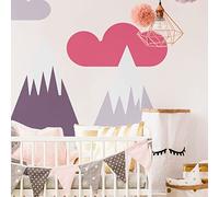 Stickers muraux Enfants - Décoration Chambre bébé - Autocollant Sticker Mural géant Enfant Montagnes scandinaves LOKA - 100x150cm