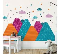 Stickers muraux Enfants - Décoration Chambre bébé - Autocollant Sticker Mural géant Enfant Montagnes scandinaves NITIKA - 60x90cm