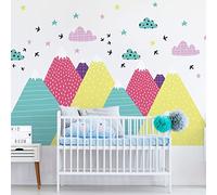 Stickers muraux Enfants - Décoration Chambre bébé - Autocollant Sticker Mural géant Enfant Montagnes scandinaves NEKA - 90x135cm