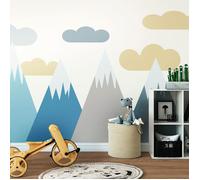 Stickers muraux enfants - Décoration chambre bébé - Autocollant Sticker mural géant enfant montagnes scandinaves VOLKA - 40x60cm