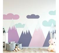 Stickers muraux enfants - Décoration chambre bébé - Autocollant Sticker mural géant enfant montagnes scandinaves SIMKA - 80x120cm