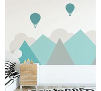 Stickers muraux Enfants - Décoration Chambre bébé - Autocollant Sticker Mural géant Enfant Montagnes scandinaves Oslo - 80x105cm