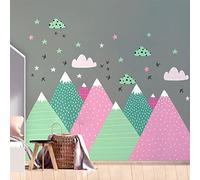 Stickers muraux Enfants - Décoration Chambre bébé - Autocollant Sticker Mural géant Enfant Montagnes scandinaves Dika - 120x180cm