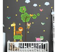 Stickers muraux enfants - Decoration chambre bébé - Sticker mural chambre enfant - Autocollant mural animaux saltimbanques des bois - H60 x L90 cm